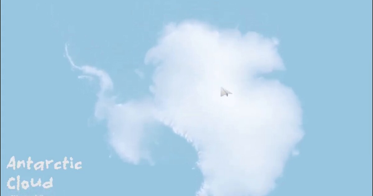Day 6: Antarctica ice-surface elevation rendered as soft clouds in Three.js - #100DayMapChallenge