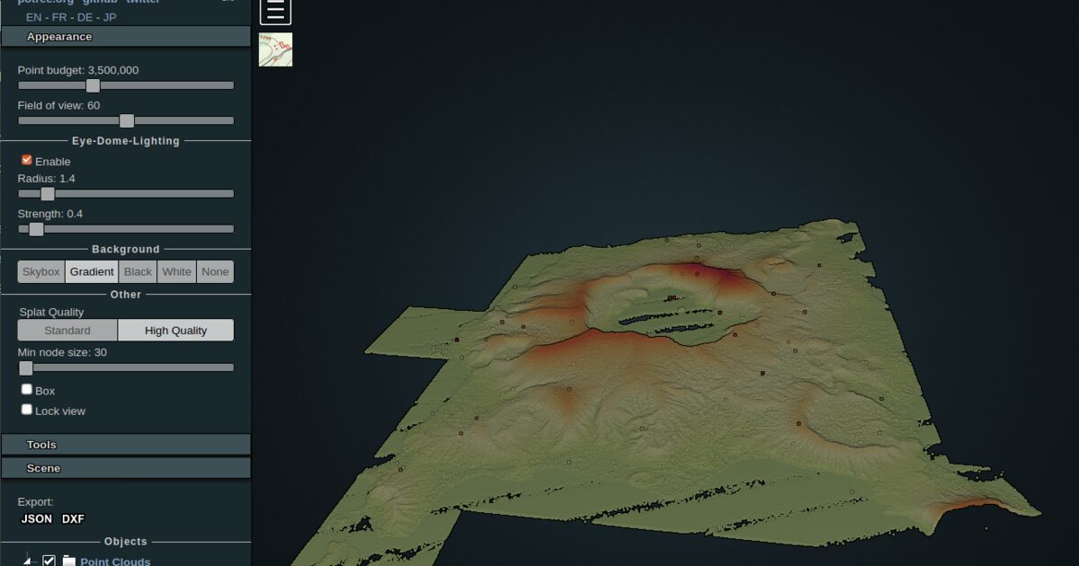 Day 7: Taal Volcano LiDAR point cloud in Potree, crater and lake morphology - #100DayMapChallenge