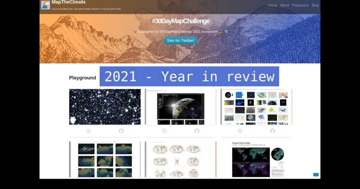 Day 13: 2021 MapTheClouds year in review visualization - #100DayMapChallenge