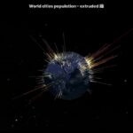 Day 16: World cities as population bars extruded on a Three.js globe - #100DayMapChallenge