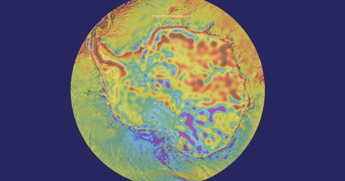Day 38: 3D Antarctica gravity disturbance visualization - #100DayMapChallenge