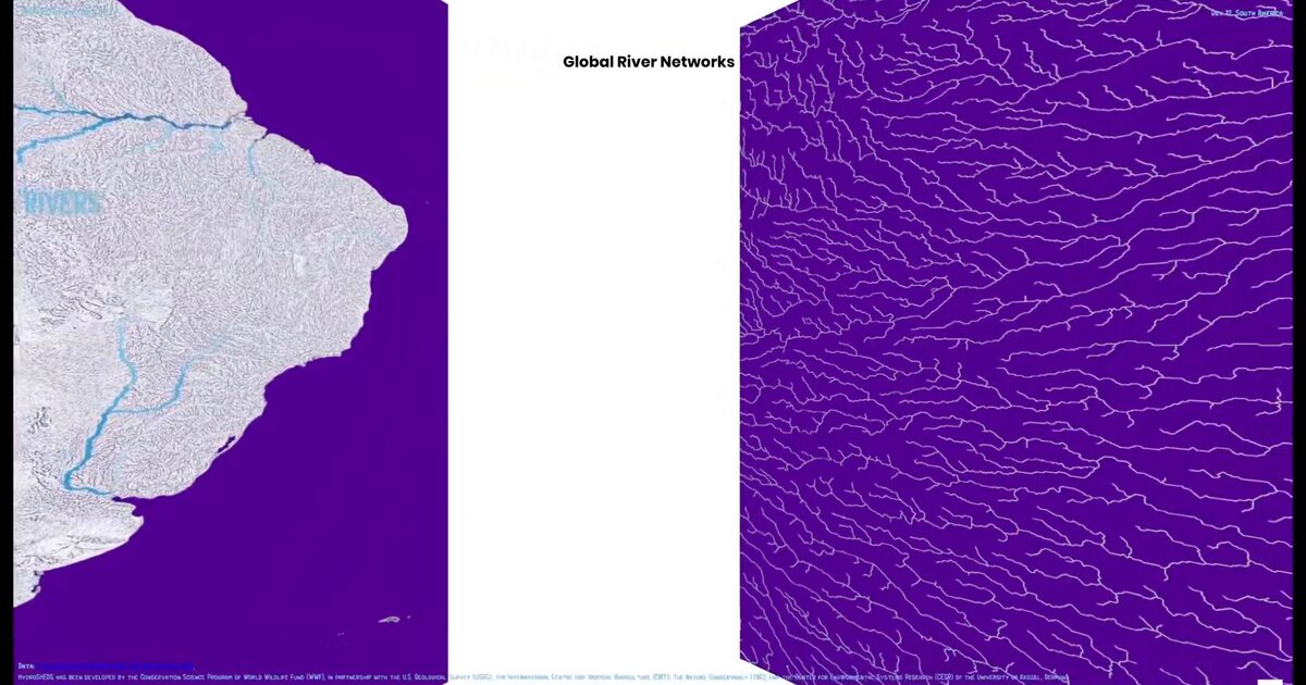 Day 42: South America river flow network carousel - #100DayMapChallenge