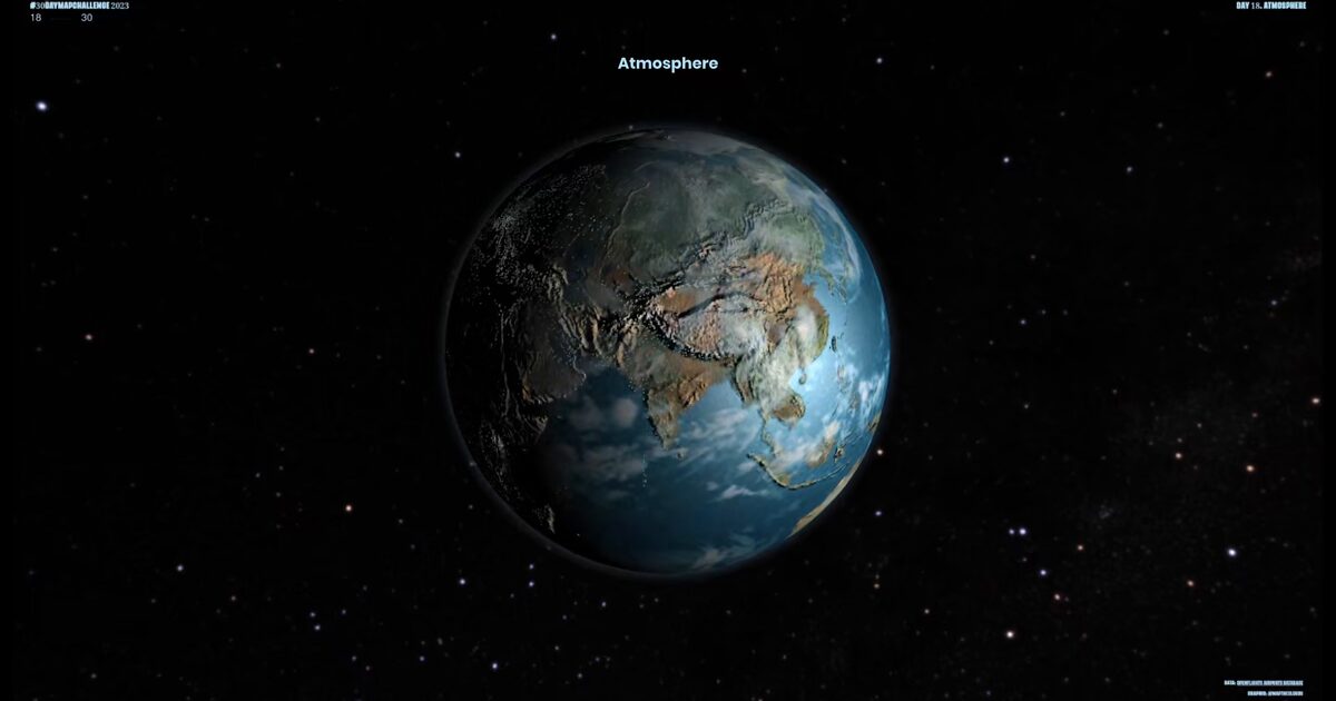 Day 47: Atmospheric 3D globe with OpenFlights airports - #100DayMapChallenge