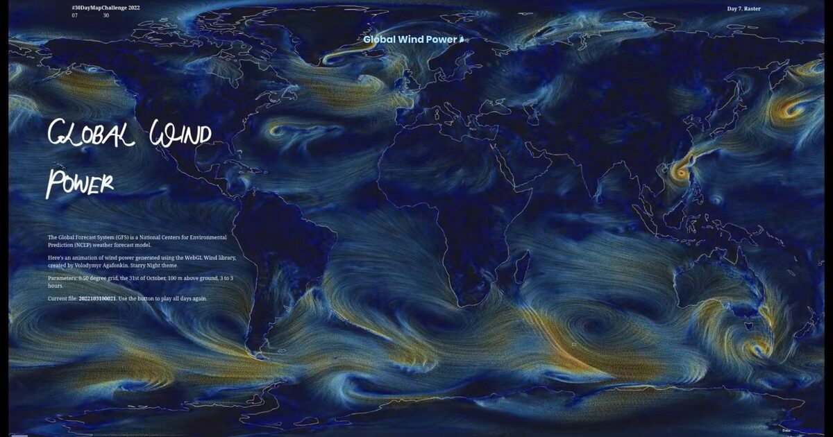 Day 48: Global wind forecast particle visualization - #100DayMapChallenge