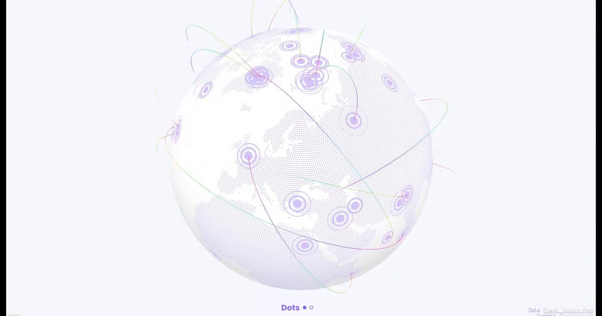 Day 54: Procedural dots globe with GLSL shading - #100DayMapChallenge
