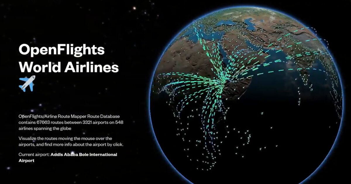 Day 65: OpenFlights world airlines interactive globe - #100DayMapChallenge