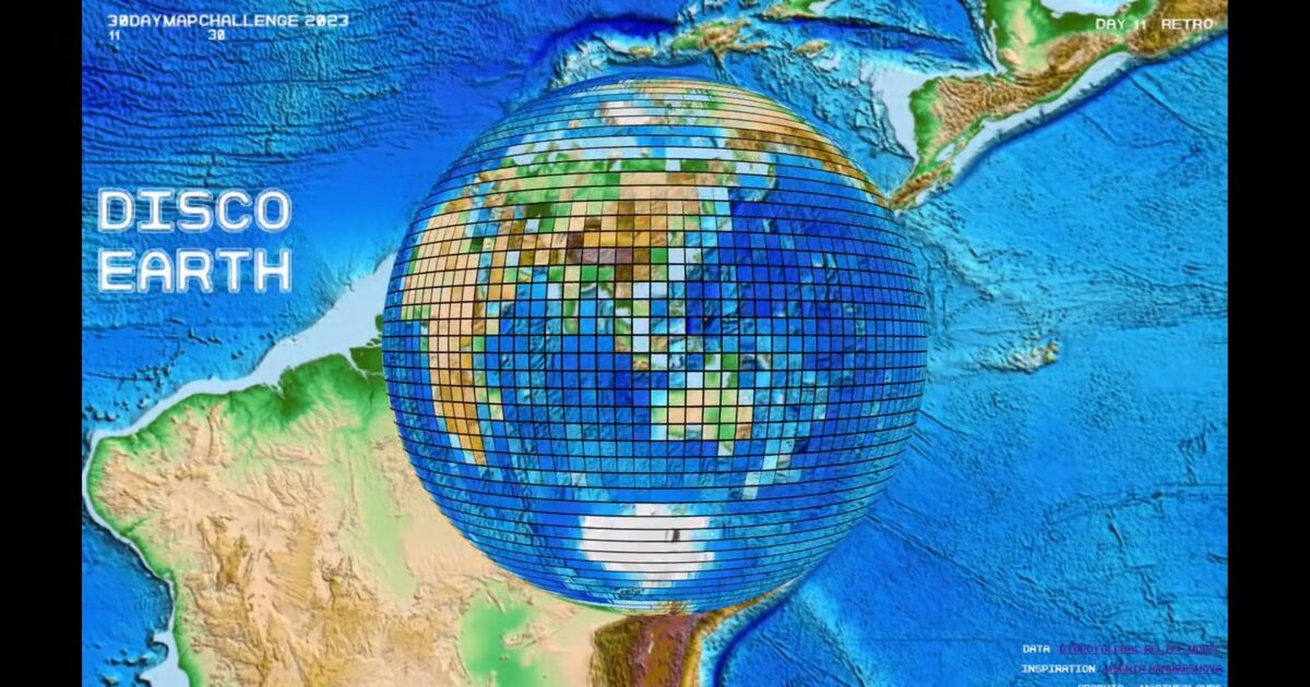 Day 66: Disco Earth ETOPO1 mirror-ball globe - #100DayMapChallenge