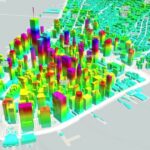 Day 69: Rainbow Cities building height as color - #100DayMapChallenge