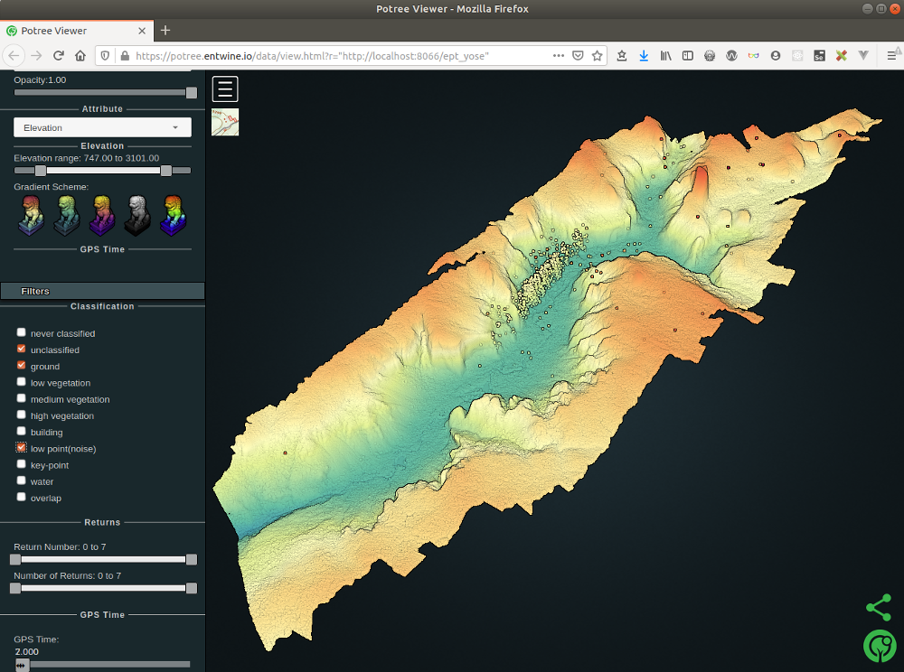 LiDAR PDAL Experiments - Yosemite Valley - MapTheClouds